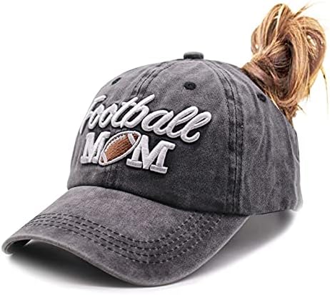 Manmesh Hatt Baseball Mom Mãe Baseball Cap Messy Bun Vintage Lavado Tergem angustiada Hat para mulheres
