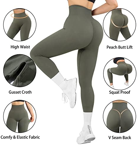 Moshengqi Scrunch Butgings para mulheres com cintura alta de cintura alta calça de ioga de ginástica