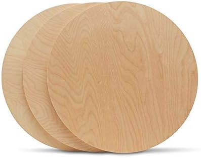 Círculos de madeira 14 polegadas 1/2 polegada de espessura e bétulas inacabadas, pacote de 3 círculos de madeira para artesanato