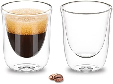 Paracia Copo Espresso Conjunto de 2, 2 oz de vidro de café expresso, canecas de café expresso, copos de borossilicato isolados e