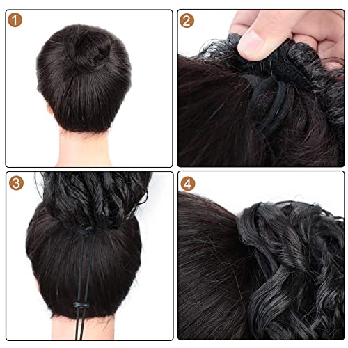 KRSI 14 polegadas Extensão de cabelo encaracolada Rabas de cavalo de cordão para mulheres negras, clipe de extensão
