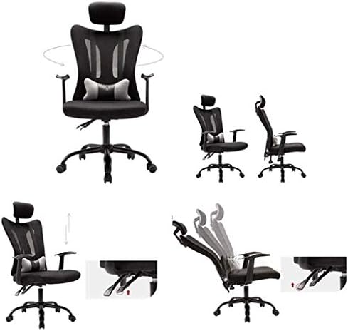 Cadeira de escritório YGQBGY - Cadeira de escritório de couro Tarefa de computadores Tarefa ergonômica Cadeira giratória Apoio lombar ajustável e acolchoado