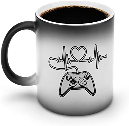 Controle de videogame Controle de batimento cardíaco Cheio Mudar Caneca Magic Coffee Tumbler Cerâmica Cuple