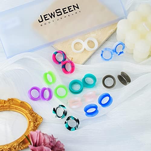 Jewseen 20pcs Soft Silicone Ear medidores de carne plugs plugs de macacões expandir túneis de carne de granada dupla jóias de piercing de orelha