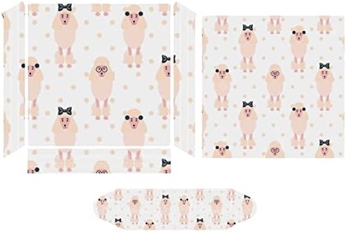 Cute Pink Girlish Poodle Dog Stick Skin Protector Slim Tampa para PS-4 Slim/PS-4 Pro Console & 2 Controller