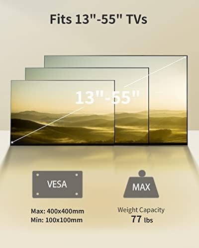 AM ALFAMOUNT TV MOLHE TV PARA TVS/MONITORES DE 4K LCD LCD de 13-55 polegadas, Swivels de suporte de montagem na TV pendurada Tilts Groates Fits encaixa no telhado plano/inclinado, Max Vesa 400x400mm, segura até 77 libras
