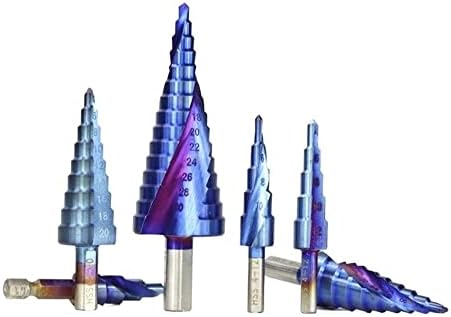 Broca de aço bits de etapa de etapa de etapa em espiral Bit de etapa de aço com revestimento azul de alta velocidade para perfuração do orifício do núcleo de bit de broca de madeira/cone de metal
