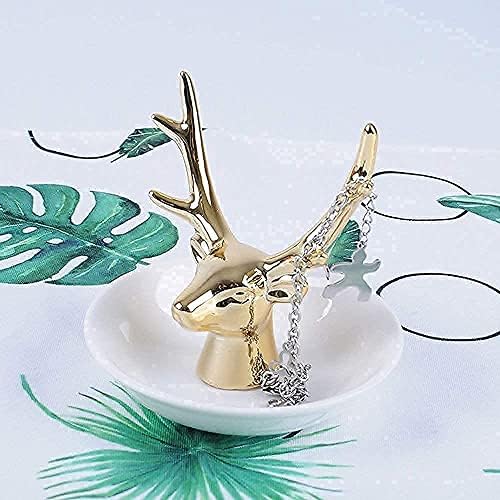 MOSSTYUS JEWELRY Bandeja Decorativa de Gold Deer Cerâmica de Cerâmica do Anel Patrilhão Placa Treladeira Jóia Palavro de Jóias Posos