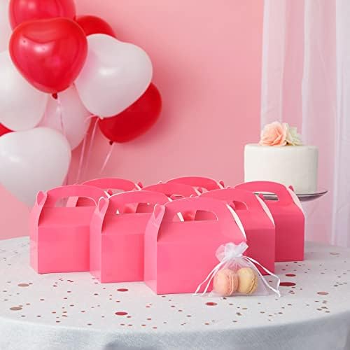 Blue Panda 24-Pack Pink Party Fome Boxes com alças, caixas de empena para favores de festa, aniversário de crianças, casamento, chá