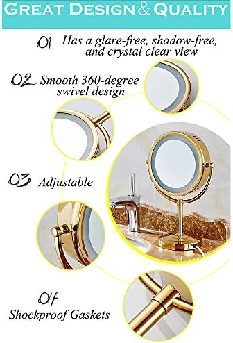 Cavoli 8,5 polegadas LED MAIZEM MELHOR COM GRAGEMENTO DE 7X, tem três luzes de cores, espelho de banheiro extensível, acabamento em ouro de dois lados, acabamento em ouro