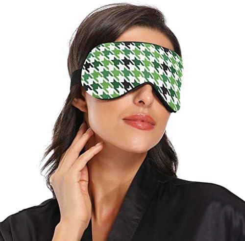 Máscara de olho do sono unissex Houndstooth-Green-Plaid-Lattice Night Sleeping Máscara para dormir confortável