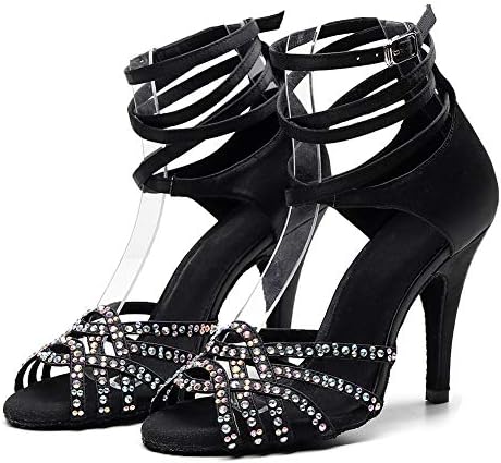 Sapatos de dança latina para mulheres de gangues Sapatos de dança de dança de baile de salão de salão profissional Sapatos de dança de salsa com cinta cruzada, vs-qjw1035