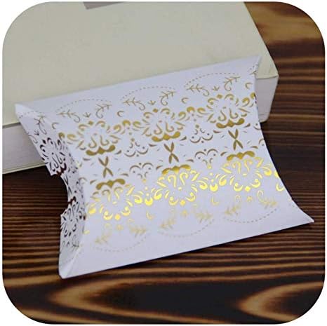 Huangxing - caixa de doces de casamento, 10 PCs Pillow Gold/Silver Tan Pillow Design Mini Favor Pillow Box Package
