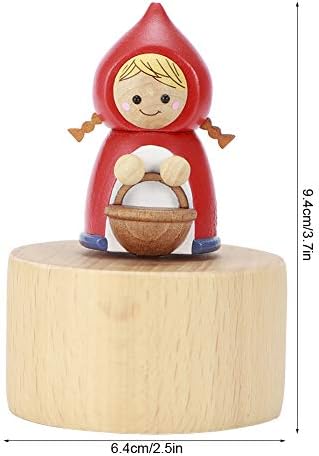 Caixa de música de madeira, mini caixa de música de desenho animado fofo Little Red Chapela Chapeuz