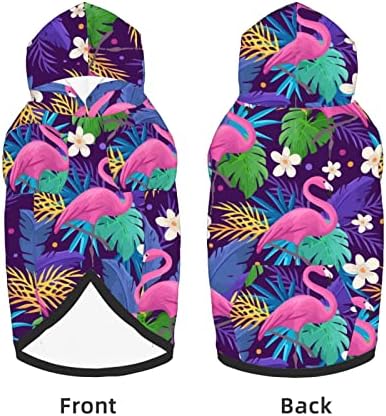 Grande Capuz de cachorro Pintura-Purple-Flamingo-Flower Pet Sweater com chapéu de gato macio casaco x-large