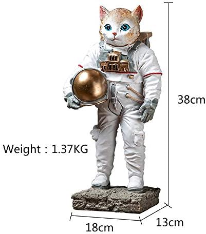 Fatuagem de astronauta de gato de deraton, esculturas de homem espacial, artesanato de resina de sala de estar, estatueta de