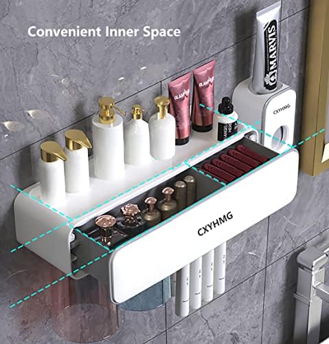 Suportes de escova de dentes CXYHMG e dispensador de pasta de dente, acessórios para banheiros montados na parede com travessa