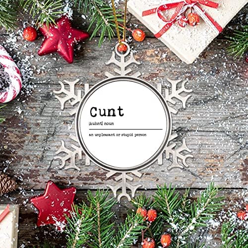 Cunt substantivo Definição Árvore de Natal pendurada Ornamento de boceta Definição de metal floco de neve de Natal Ornamento