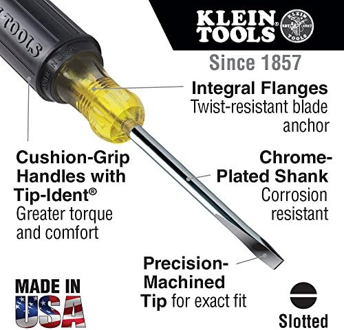 Klein Tools 608-6 1/8 de polegada Tipa de gabinete mini chave de fenda, 6 polegadas