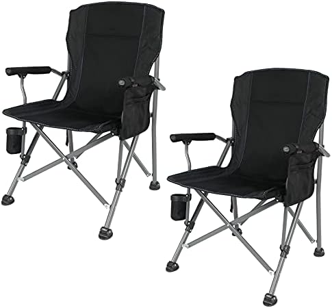 Cadeira de acampamento dobrável de grandes dimensões para adultos para adultos pesados ​​250/300/330lb, armação de aço resistente Cadeira