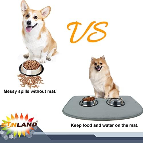 Sunland Dog Food Mat Ultra Water Absorvente Pet Feeding Mat Non Slip Pet Bowl Tapete para cães e gatos