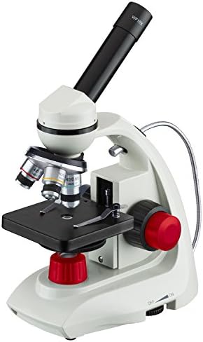 AMSCOPE 40X-1000X Top e inferior LED de LED Microscópio composto portátil sólido com botões vermelhos
