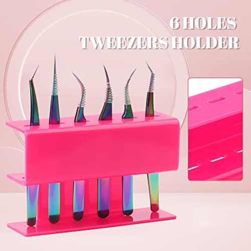 Gemerry acrílico Tweezer Solter para suprimentos de extensão de cílios Tweezer Stand Stand Storma de acrílico 6 PCs Tweezers Shelf Solder para Extensão de Lash