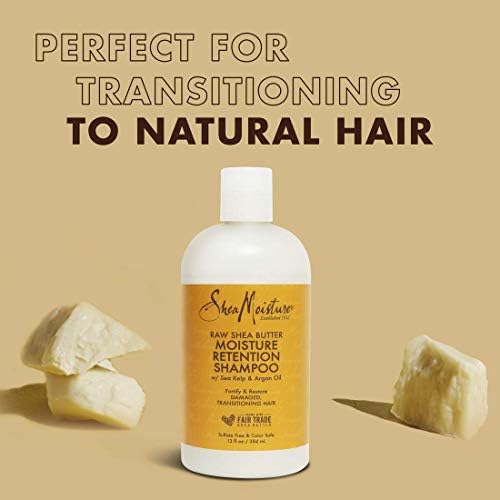 Shampoo de retenção de umidade da SheaMoisture para shampoo de manteiga de karith de cabelo crua, danificada ou em transição para hidratar cabelos 13 oz 2 contagem