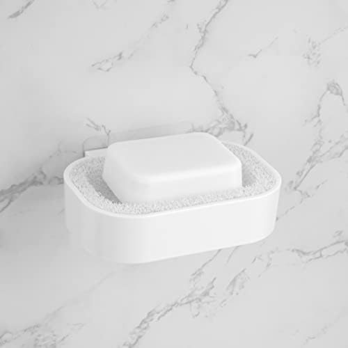 Soobatização de parede Adorila para chuveiro, suporte de sabão auto -adesivo com almofada de esponja, bandeja de sabão de barra para banheiro