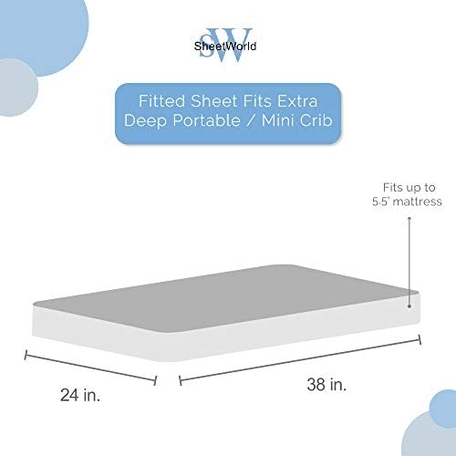 Sheetworld algodão Percale Folha de berço portátil extra etail Extra Mini -berço 24 x 38 x 5,5, tecido de pêssego sólido, fabricado
