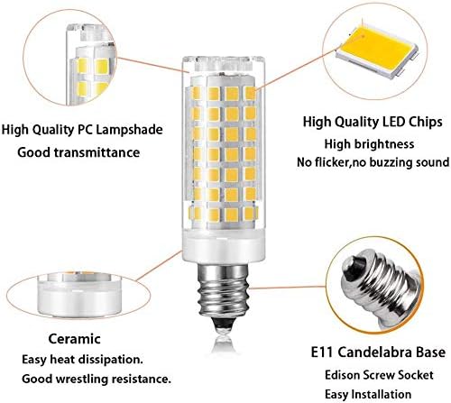 Lâmpada LED E11, luzes de reposição de halogênio equivalentes de 75W ou 100W, 650 lúmens, luz branca de 6000k, substitui a lâmpada T4 /T3 JD E11. ...