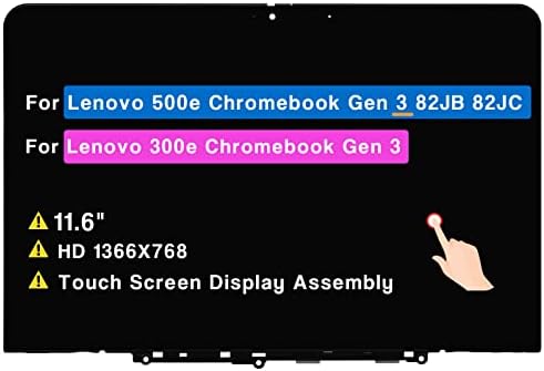 Substituição de tela para Lenovo 500E Chromebook Gen 3 82JB 82JC LCD Touch Scret Display Conjunto 11.6 HD 1366x768