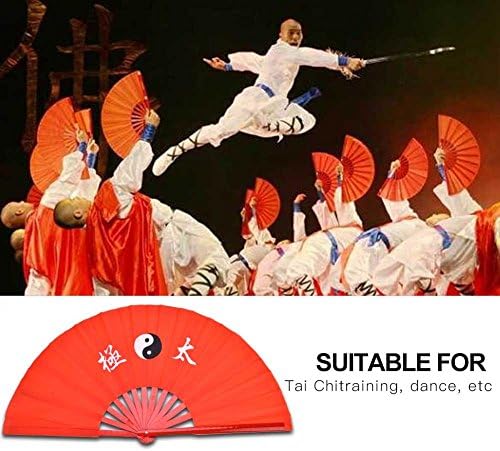 Alomejor Chinese Kung Fu Tai Chi Fan, Fan de Bamboo de Performance Prática para Fã de Mão Dragão de Artes Marciais