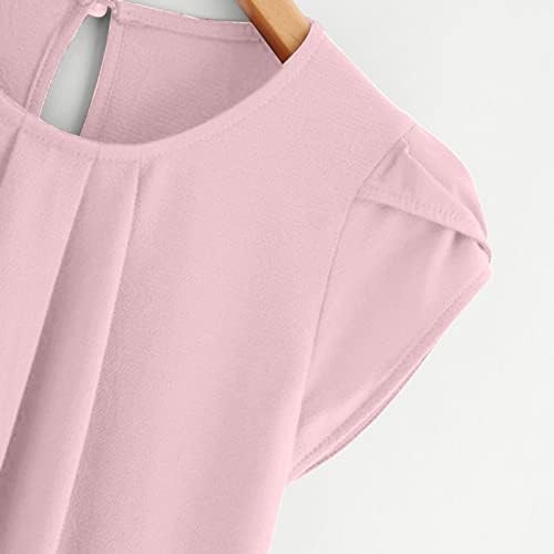 Naittoop Womens tops chiffon color sólida manga curta pescoço de camisa casual blusa de manga curta Tops para mulheres