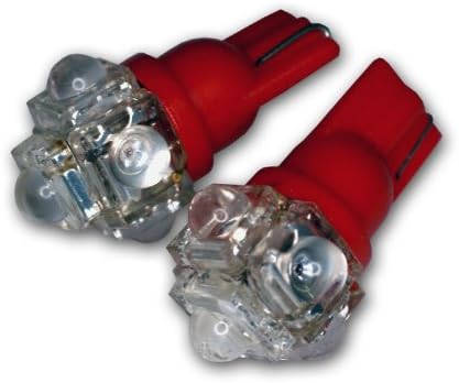 TuningPros Ledcei-T10-R5 Indicador do motor LED BULBS T10 CULTA, 5 FLUX LED RED 2-PC Set