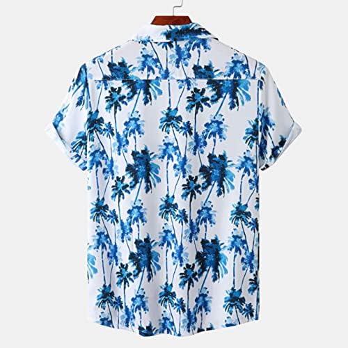 Camisas havaianas casuais hddk mass, verão de manga curta de manga curta de impressão vintage de botão regular de encaixe
