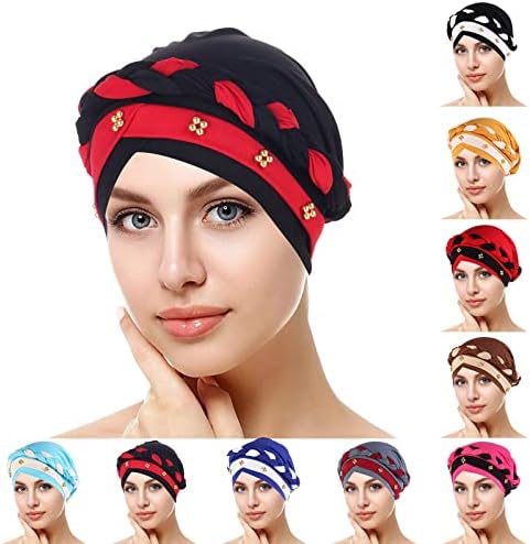 Turbante boêmia para mulheres elásticas de cabeça muçulmana envolve o câncer de cabeça elegante quimiote cap macio confortável