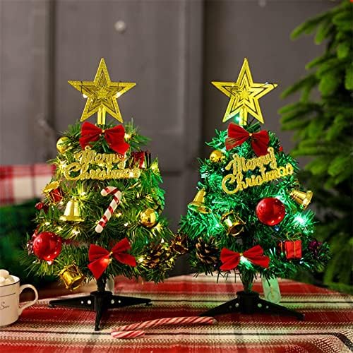 AETYGH 12 polegadas na árvore de Natal, mini árvore de Natal com luzes e ornamentos LED, decoração de Natal, quarto de casa em casa