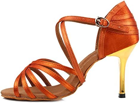 Tinrymx Women's Professional Latin Dance Shoes Ballroom Party Practice Performance Sandals, Modelo 2324