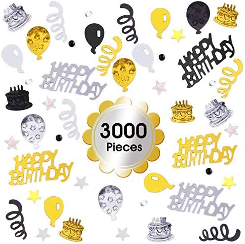 3000 peças feliz aniversário confete de aniversário bolo de confete de confete metálico confete de confete de confete de confete decorações para festa de aniversário, chá de bebê, artes de bricolage e artesanato