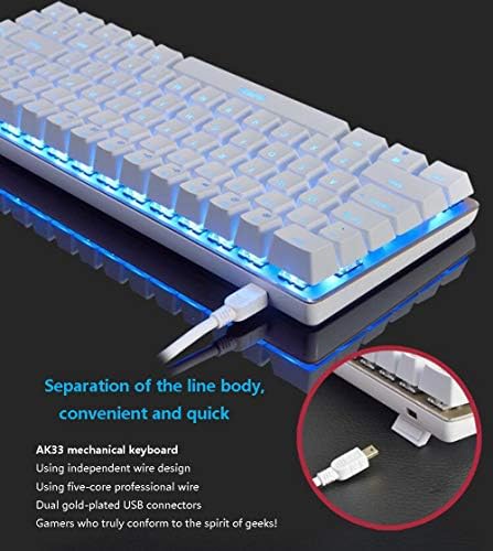 Ajazz Geek AK33 Litra de retroilumação de jogos USB com teclado de jogos com Wiring Mechanical Blue Black Switches para escritório,