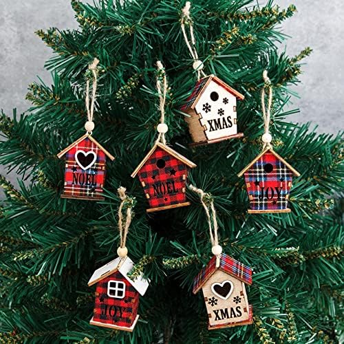 Casa vermelha de natal casa de madeira decoração de pingente de natal pingente de mancha de vidro kits de janelas para