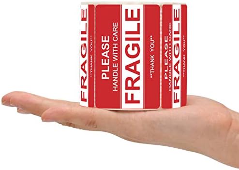 Adesivos frágeis de LaBelebal 3 x 2 polegadas, por favor, manuseie com cuidados fragilos-obrigado seu adesivo permanente adesivos de aviso