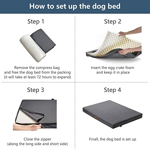 Camas de cachorro Cozylux para cães extras grandes - cama de cachorro XL para 100 libras, tapete de cama de espuma de ovo, tampa lavável removível, cinza escuro