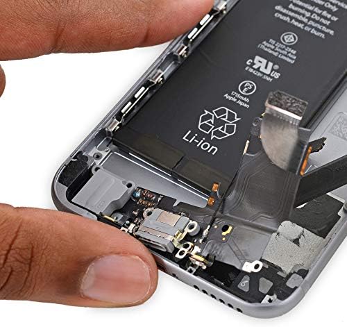 MMOBiel Dock Connector Compatível com o iPhone 6S 2015 - Chave de portas de carregamento - Porta de fone de ouvido/Microfone/Antena Substituição - incl. Chaves de fenda - cinza