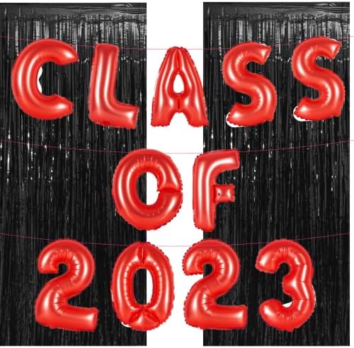 Vtyepou Classe de 2023 Balões Banner - 16 polegadas de graduação grande cenário de balões com guirlanda de estrela para 2023 Decorações de festa de graduação
