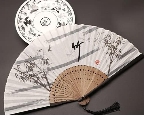 Peças chinesas antigas fã dobrável de seda de alta grau tecido de seda de borboleta caligrafia para modelos de dança