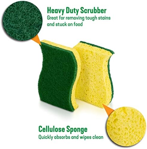 Esponjas de esfoliação pesada de pinhol para limpeza | Lavagem de louça e lavagem de dupla face | Mandes de cozinha para