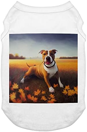Tanque de cachorro Pitbull - Camiseta de cão de outono - roupas de cachorro gráfico - branco, s