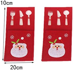 Nuobesty Elk Decor 2pcs Christmas Tillers Holders Fork Pocket Pocket Bag Santa Snowman Snower Candy Bags